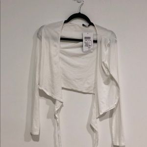 White long sleeve brandy Melville wrap top.